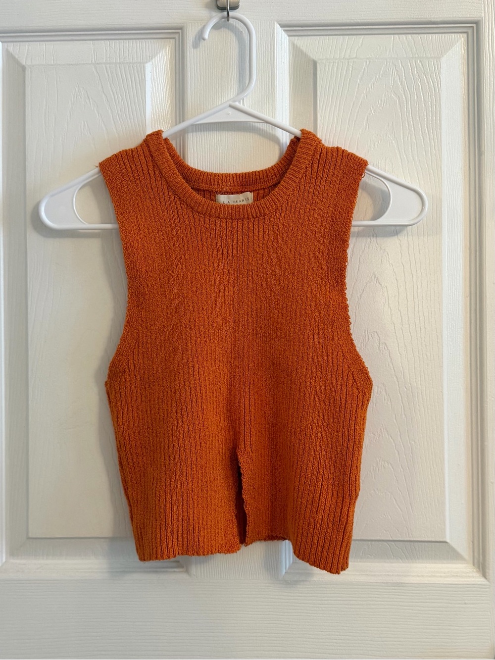 Bright Orange Sleeveless Knit Vest Top
